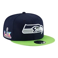 Seattle Seahawks College Navy Super Bowl LX Patch New Era 9FIFTY Snapback Hat