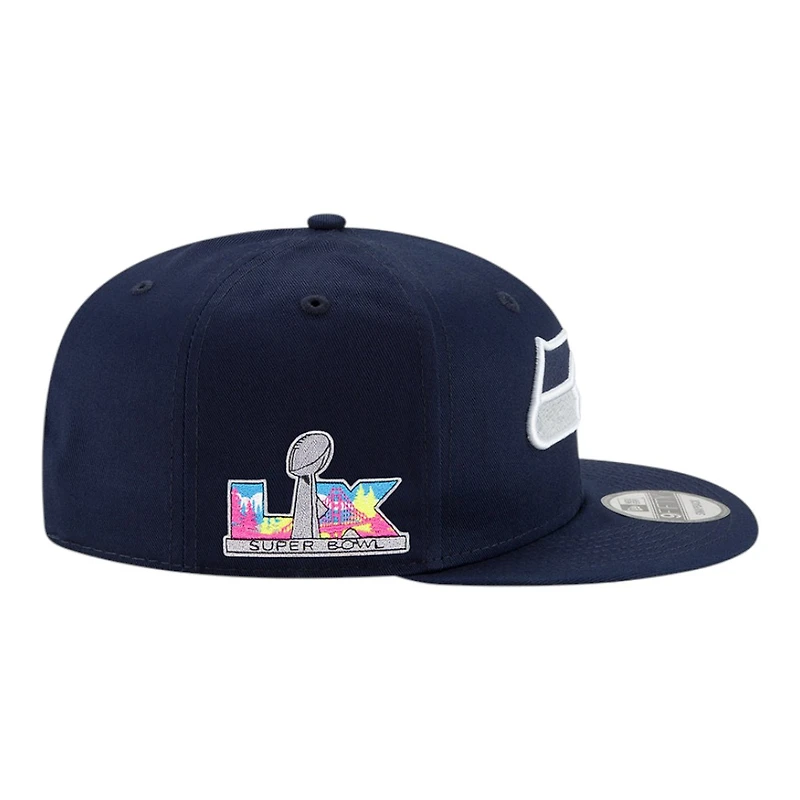 Seattle Seahawks College Navy Super Bowl LX Patch New Era 9FIFTY Snapback Hat