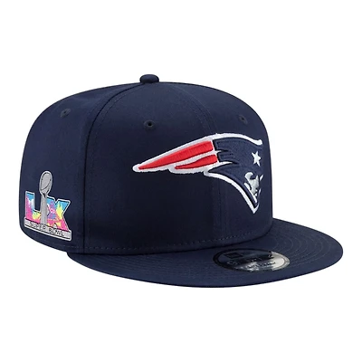 New England Patriots Navy Super Bowl LX Patch New Era 9FIFTY Snapback Hat