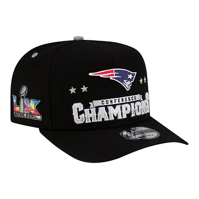 New England Patriots Black 2025 AFC Champions Locker Room Trophy Collection New Era 9FIFTY A-Frame Snapback Hat