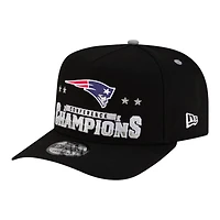 New England Patriots Black 2025 AFC Champions Locker Room Trophy Collection New Era 9FIFTY A-Frame Snapback Hat