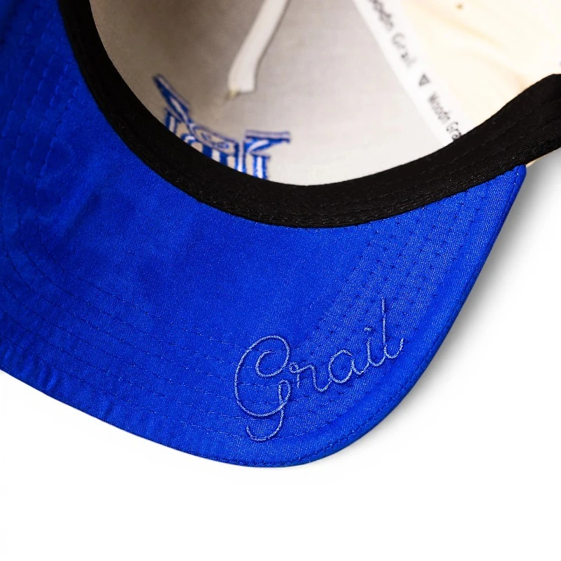 BYU Cougars Cream and Royal LES Backdrop Suede Woodn Grail A-Frame Snapback Hat