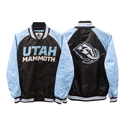 Utah Mammoth Blue and Black Varsity Button Up Starter Jacket