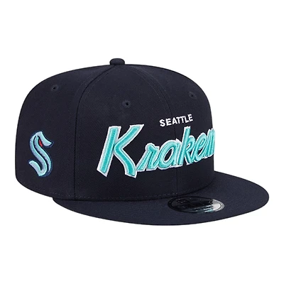 Seattle Kraken Navy Script New Era 9FIFTY Snapback