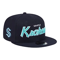 Seattle Kraken Navy Script New Era 9FIFTY Snapback