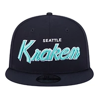 Seattle Kraken Navy Script New Era 9FIFTY Snapback