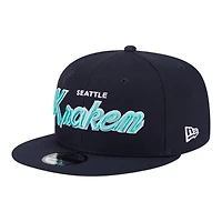 Seattle Kraken Navy Script New Era 9FIFTY Snapback