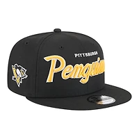 Pittsburgh Penguins Black Script New Era 9FIFTY Snapback