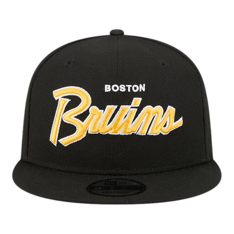 Boston Bruins Black Script New Era 9FIFTY Snapback