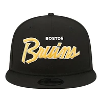 Boston Bruins Black Script New Era 9FIFTY Snapback