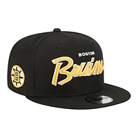 Boston Bruins Black Script New Era 9FIFTY Snapback