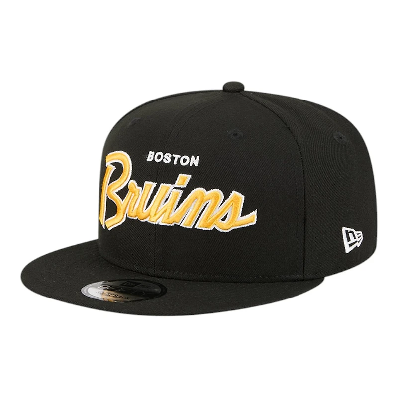 Boston Bruins Black Script New Era 9FIFTY Snapback