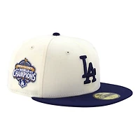 Los Angeles Dodgers Chrome and Blue Back to World Champions Patch Grey UV New Era 59FIFTY Fitted Hat