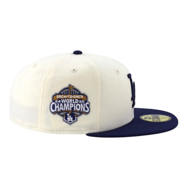 Los Angeles Dodgers Chrome and Blue Back to World Champions Patch Grey UV New Era 59FIFTY Fitted Hat