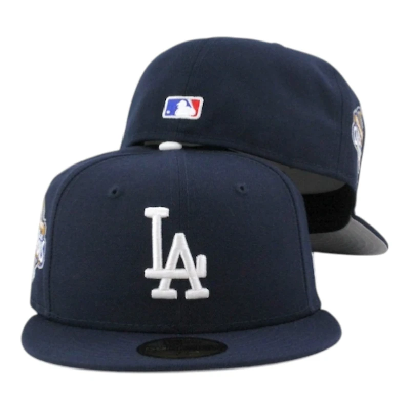 Los Angeles Dodgers Dark Blue Back to World Champions Patch Grey UV New Era 59FIFTY Fitted Hat