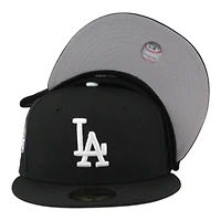 Los Angeles Dodgers Black and White Back to World Champions Patch Grey UV New Era 59FIFTY Fitted Hat