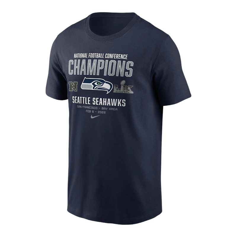 Seattle Seahawks College Navy Nike 2025 NFC Champions Team Nation T-Shirt