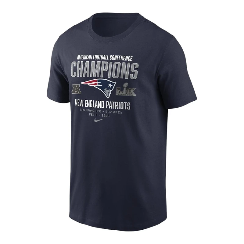 New England Patriots Navy Nike 2025 AFC Champions Team Nation T-Shirt
