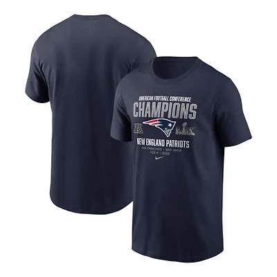 New England Patriots Navy Nike 2025 AFC Champions Team Nation T-Shirt