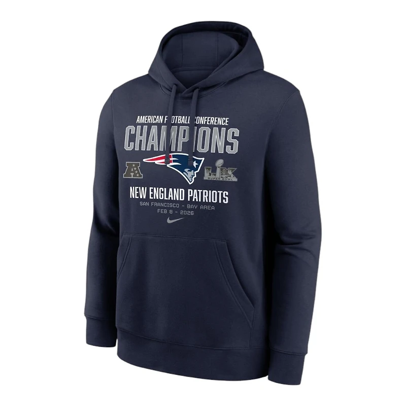 New England Patriots Navy Nike 2025 AFC Champions Team Nation Hoodie