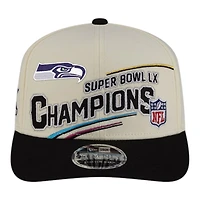Seattle Seahawks Cream and Black Super Bowl LX Champions Locker Room Trophy Collection New Era 9SEVENTY Adjustable Hat