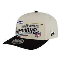 Seattle Seahawks Cream and Black Super Bowl LX Champions Locker Room Trophy Collection New Era 9SEVENTY Adjustable Hat