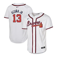 Youth Atlanta Braves Ronald Acuna Jr White Home Baseline Nike Jersey