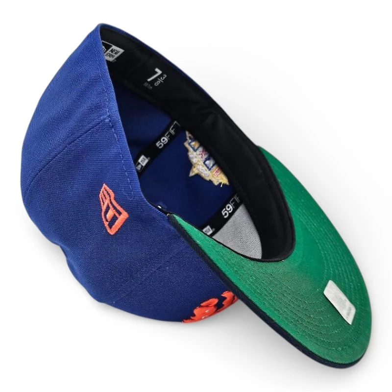 Denver Broncos Majestic Blue Oceanside 2T Leon the Lab Superbowl XXXII Patch Green UV New Era 59FIFTY Fitted Hat