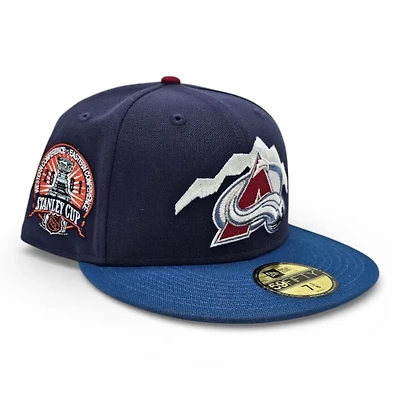 Colorado Avalanche Light Navy Seashore Blue 2T Leon the Lab 2001 Stanley Cup Patch Grey UV New Era 59FIFTY Fitted Hat