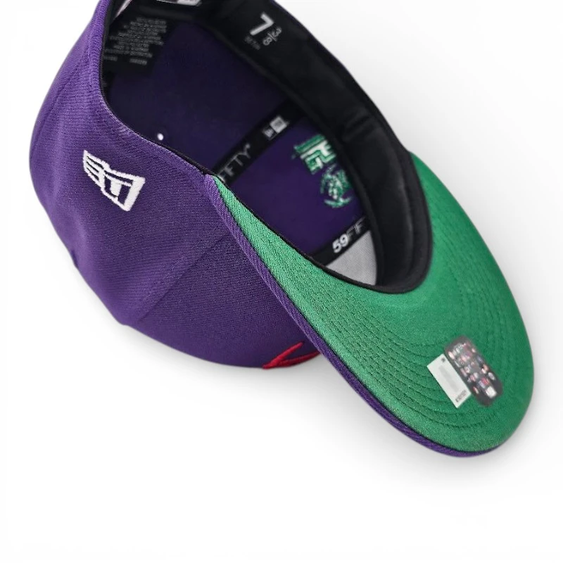 Denver Nuggets True Purple Leon the Lab Jokic 15 Patch Green UV New Era 59FIFTY Fitted Hat