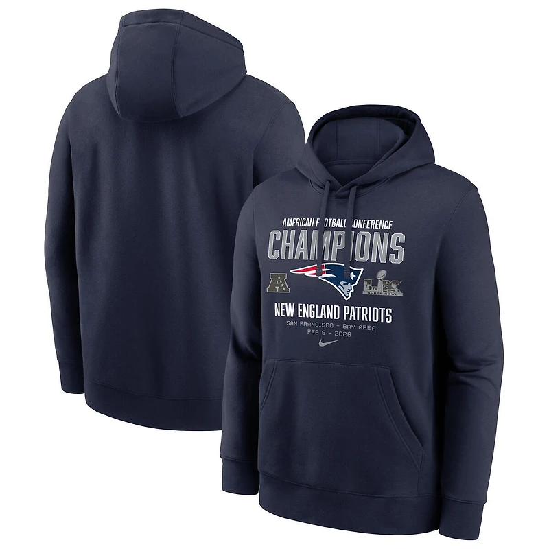 New England Patriots Navy AFC Champions Nike Fleece Hoodie