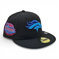 Denver Broncos Black Leon the Lab 25th Anniversary Patch Cardinal Blue UV New Era 59FIFTY Fitted Hat