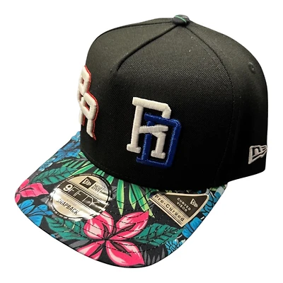 Puerto Rico X Dominican Republic Black and Floral New Era A-Frame Snapback Hat