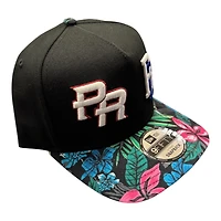 Puerto Rico X Dominican Republic Black and Floral New Era A-Frame Snapback Hat