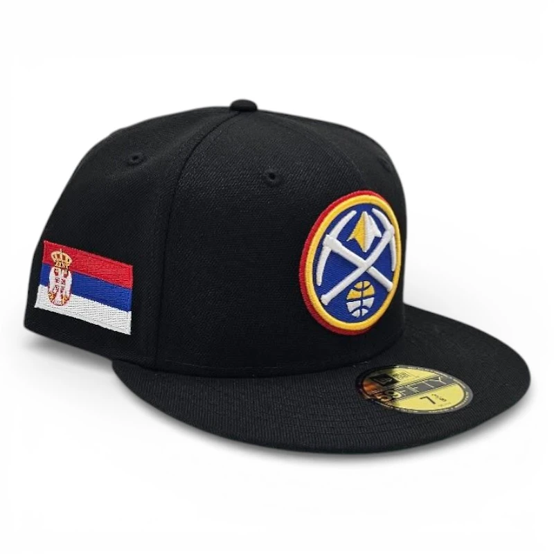Denver Nuggets Black Leon the Lab Serbia Patch Green UV New Era 59FIFTY Fitted Hat