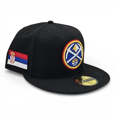 Denver Nuggets Black Leon the Lab Serbia Patch Green UV New Era 59FIFTY Fitted Hat