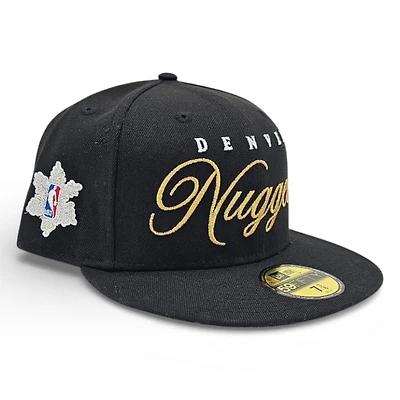 Denver Nuggets Black Leon the Lab Christmas Patch Grey UV New Era 59FIFTY Fitted Hat
