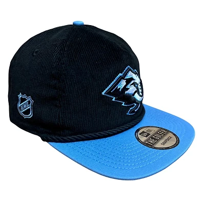 Utah Mammoth Black Corduroy and Blue Bill NHL Patch New Era Golfer Snapback Hat