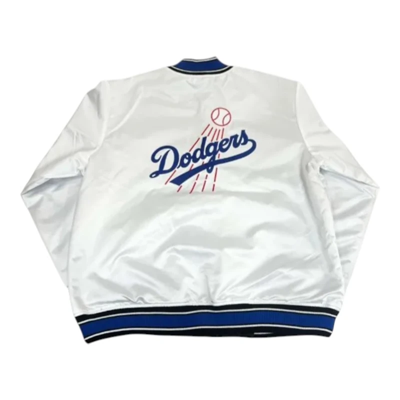 Los Angeles Dodgers Black and Royal Blue Satin Reversible Zip Up Mitchell & Ness Jacket