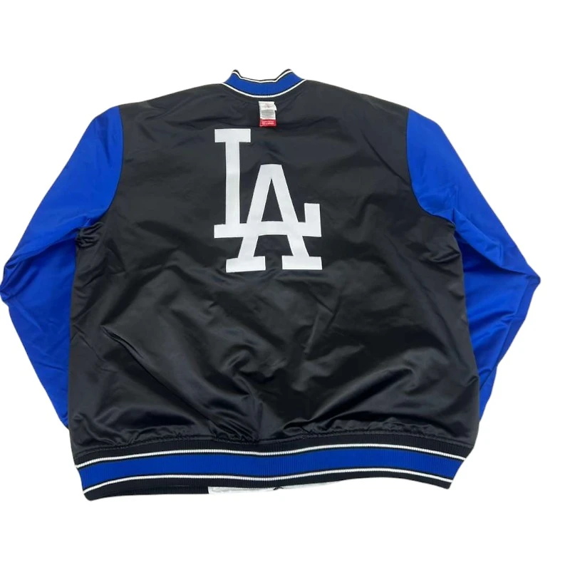 Los Angeles Dodgers Black and Royal Blue Satin Reversible Zip Up Mitchell & Ness Jacket