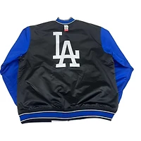 Los Angeles Dodgers Black and Royal Blue Satin Reversible Zip Up Mitchell & Ness Jacket