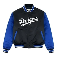 Los Angeles Dodgers Black and Royal Blue Satin Reversible Zip Up Mitchell & Ness Jacket