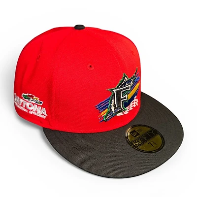 Florida Marlins Red and Black Daytona Patch New Era 59FIFTY Fitted Hat