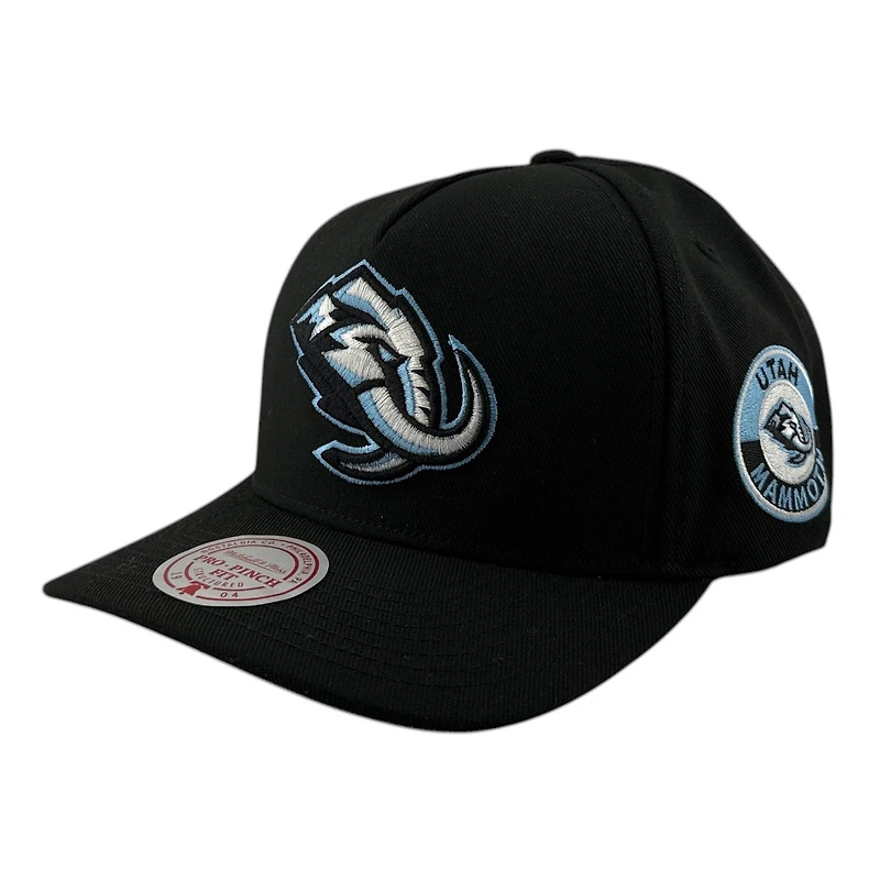 Utah Mammoth Black Double Side Patch Mitchell & Ness Snapback Pro Pinch Snapback Hat