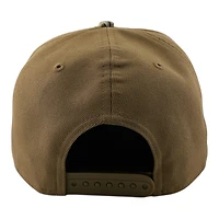 Utah Mammoth Khaki Brown with Camo Top Button Tusk Logo Patch New Era 9FIFTY A-Frame Snapback Hat