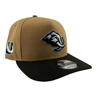Utah Mammoth Khaki Brown with Camo Top Button Tusk Logo Patch New Era 9FIFTY A-Frame Snapback Hat