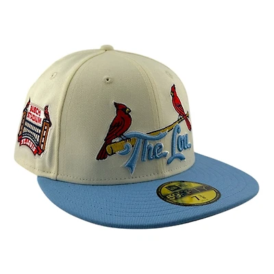 St. Louis Cardinals Chrome and Blue Busch Stadium Patch Gray UV New Era 59FIFTY Fitted Hat