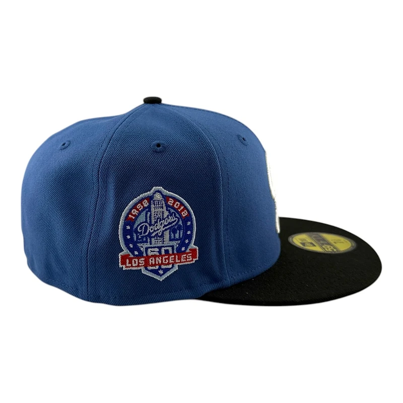 Los Angeles Dodgers Indigo Blue and Black 60th Anniversary Patch Kelly Green UV New Era 59FIFTY Fitted Hat