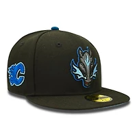 Calgary Flames Black and Blue Flaming C Patch Icy UV New Era 59FIFTY Fitted Hat