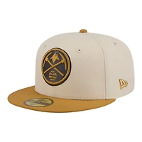 Denver Nuggets Chrome White and Bronze New Era 59FIFTY Fitted Hat